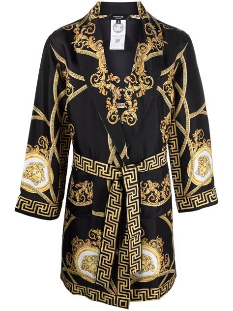 Shop Versace Printed Silk Robe .